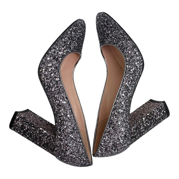 BRAND NEW J.crew silver platinum glitter high heel pumps in size 10 new in box - Picture 2 of 11